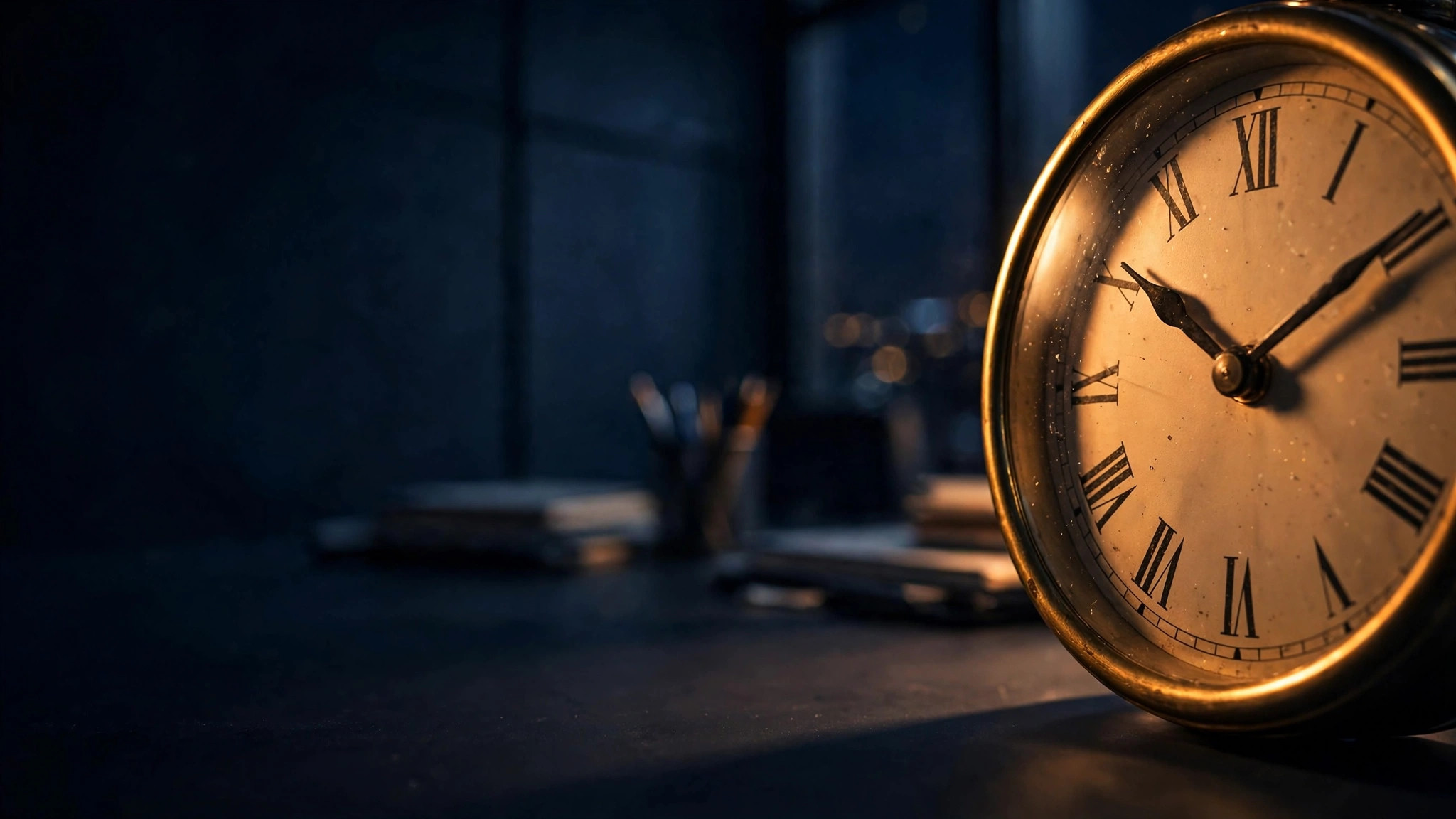 A clock glowing late at night